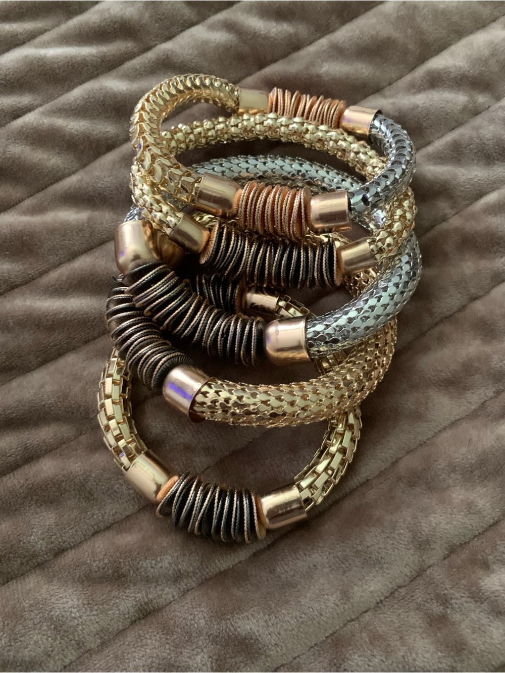 Mixed Metal Elastic Bracelets
